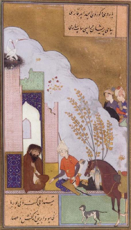  Young Sultan Mahmud of Ghazni visits a Hermit Note the sultan-s horse and his dog.